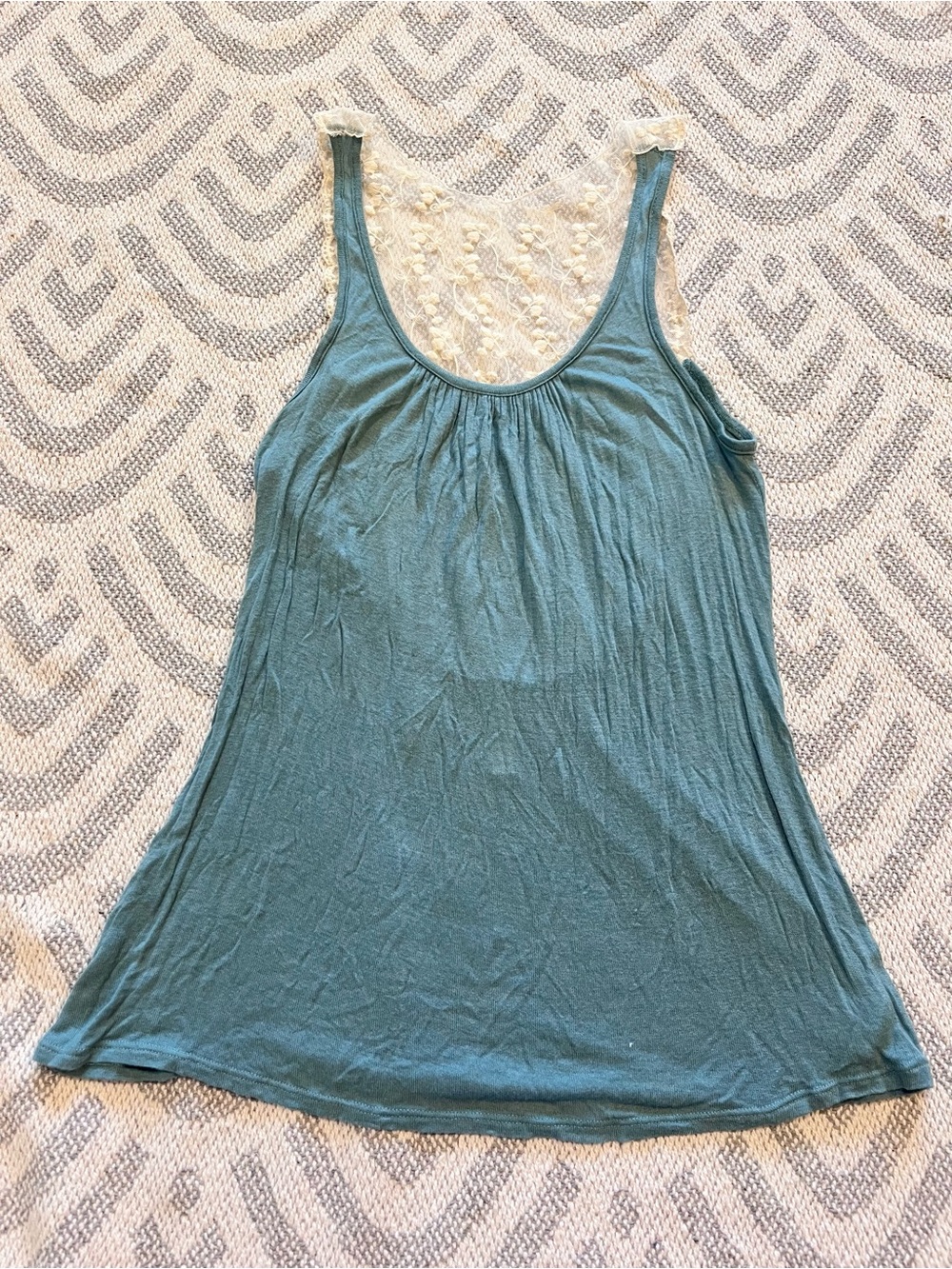 BELLA D Teal Cream Lace Tank Top Medium